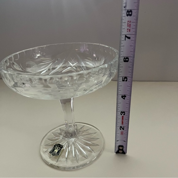 E&R Golden Crown Crystal Pedestal Candy Dish, Germany, Hand Cut Lead Crystal 6” - Picture 6 of 8